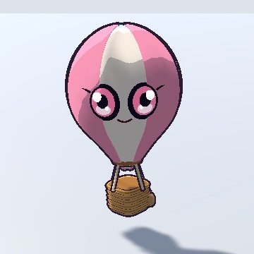 Balloonie, a pink and white hot-air balloon with a face