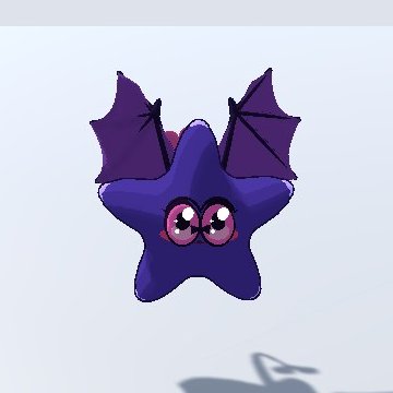 Twinklimp, a deep blue star with bat wings