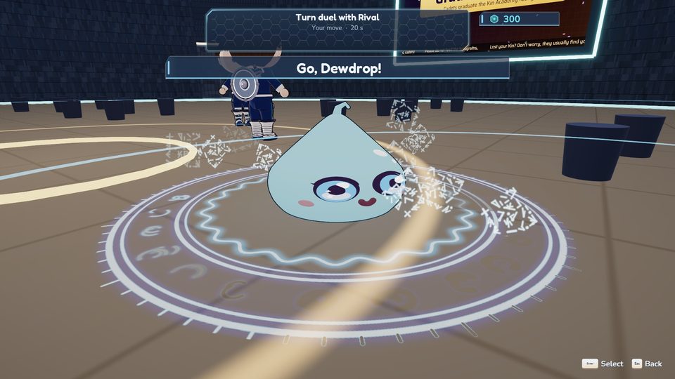 Dewdrop sent out into a glowing duel circle